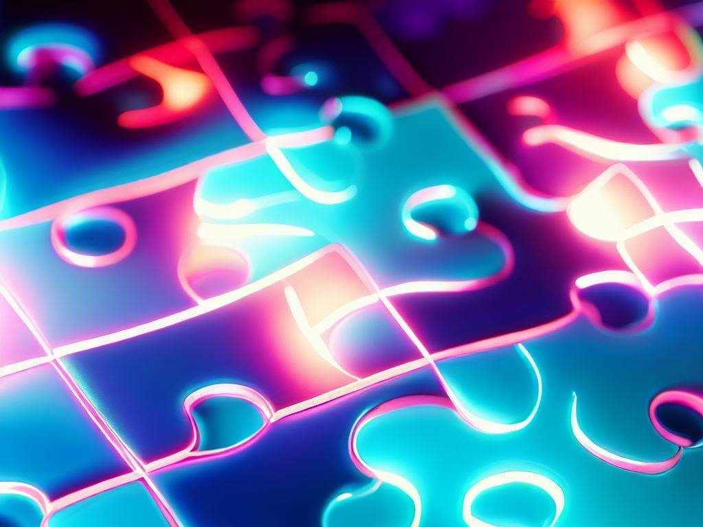 neon jigsaw puzzle pieces