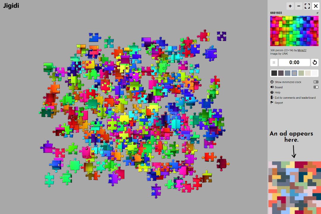image of jigsaw puzzle pieces scattered on a background with a small image of the finished puzzle in the upper right