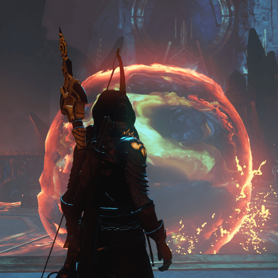 girl looking at glowing pc monitor digital art