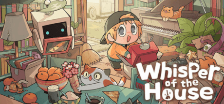 whisper of the house logo and drawing of child unpacking furnishings